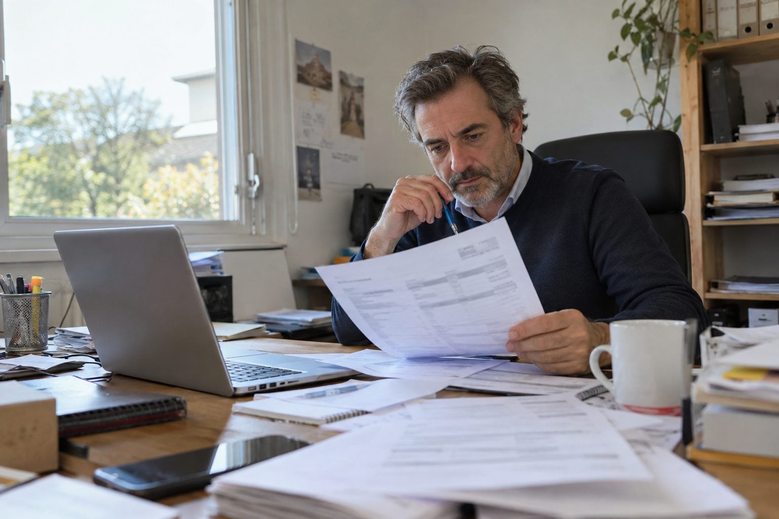 Dirigeant lisant une facture d'énergie