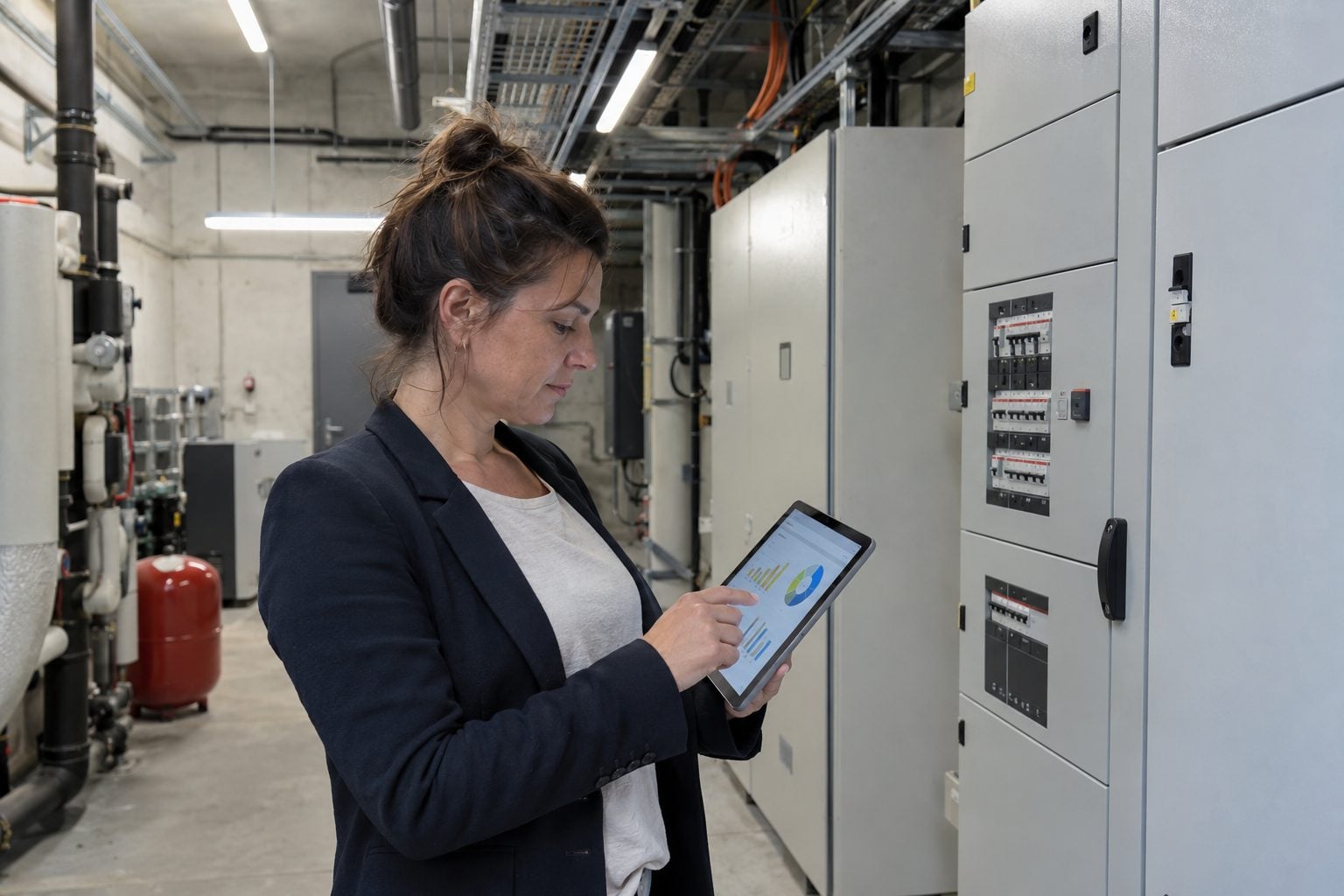 Responsable technique consultant ses consommations sur tablette